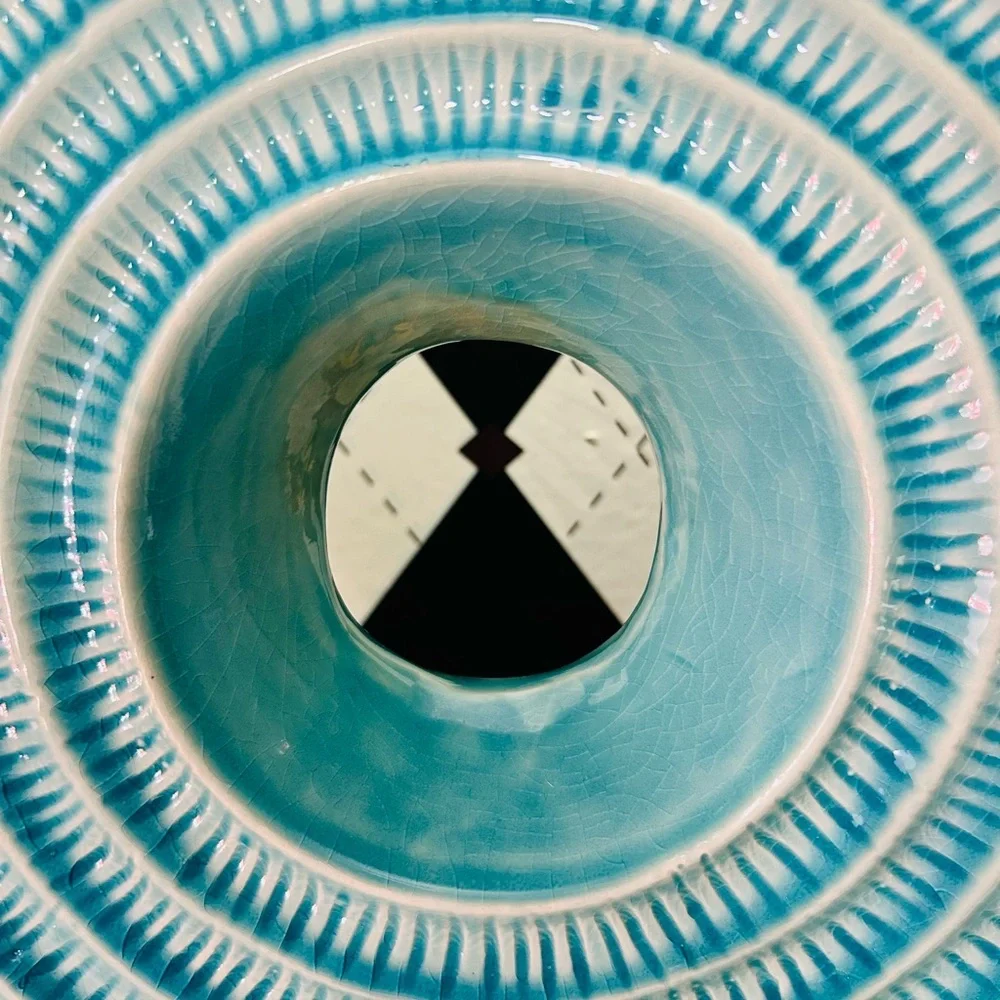 Grand-Scale 16" Rare Turquoise Sculptural Ceramic Vase – Modernist Circle Form - Picture 8 of 14